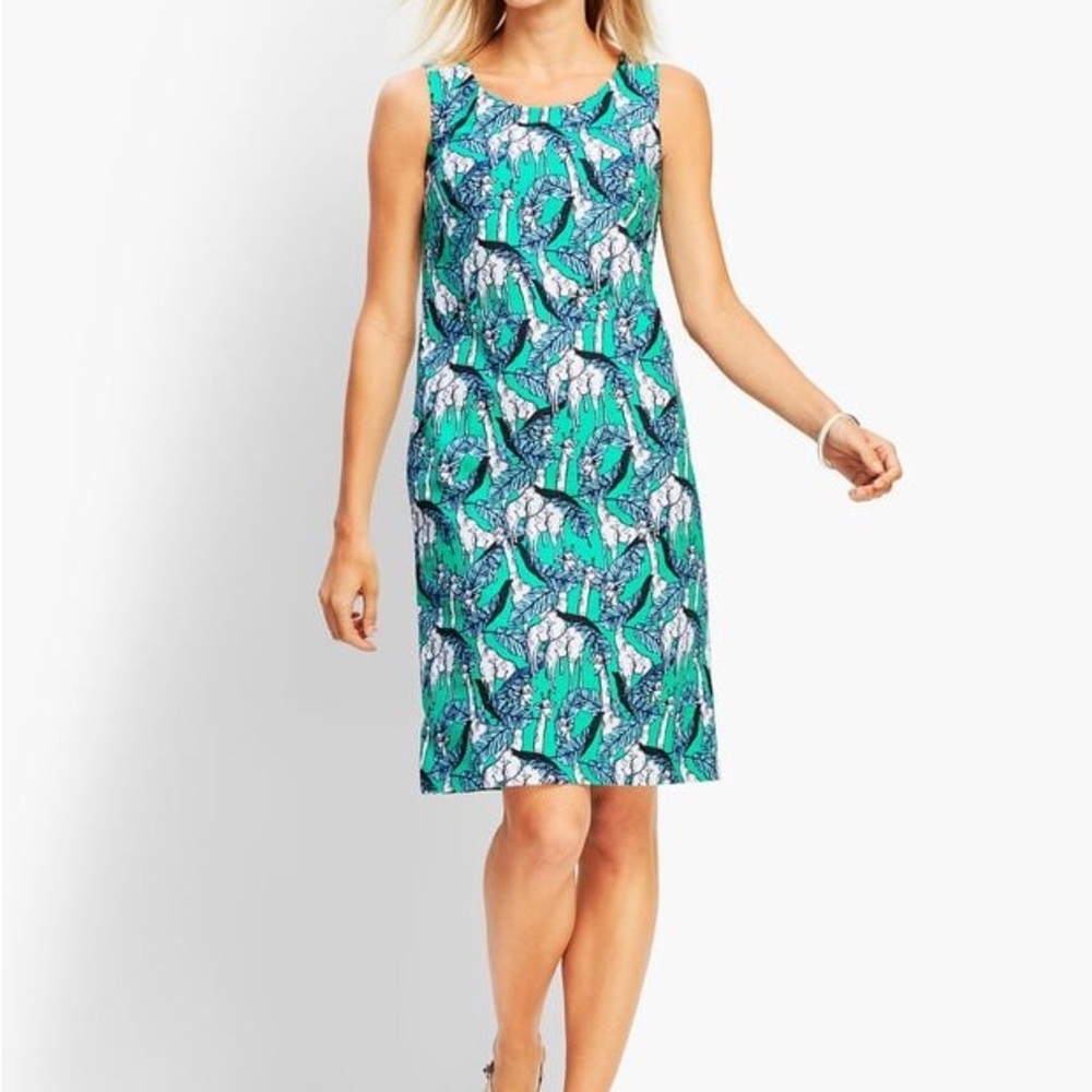 TALBOTS GIRAFFE-PRINT SHIFT DRESS Ribbon Tie Back 2